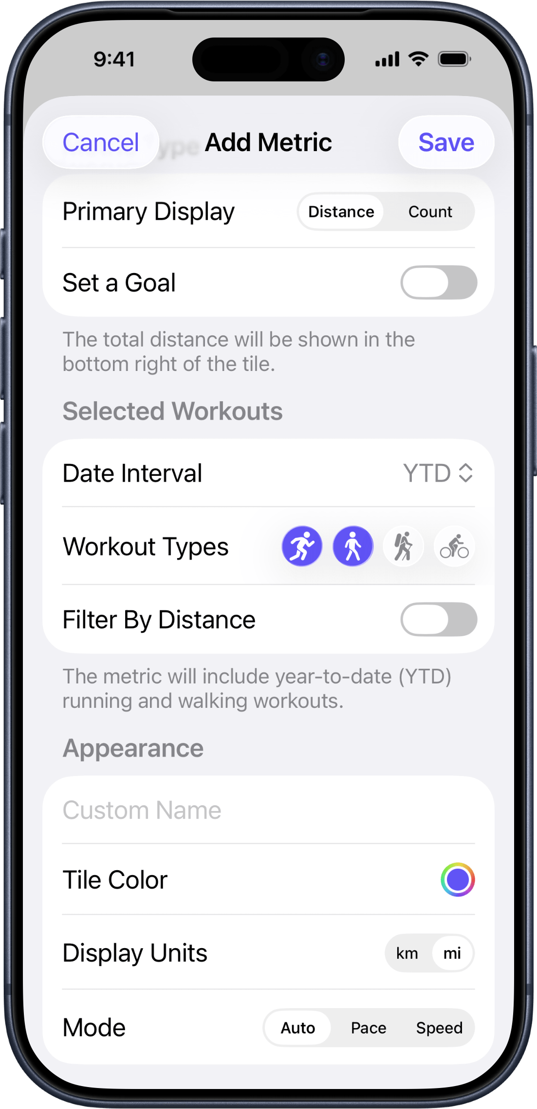 Add metric configuration screen